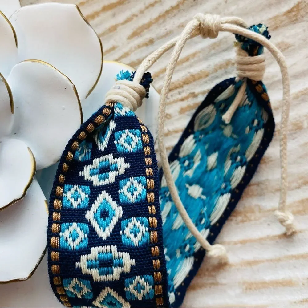 Boho Embroidered Mayan Style Adjustable Friendship Bracelet NWT